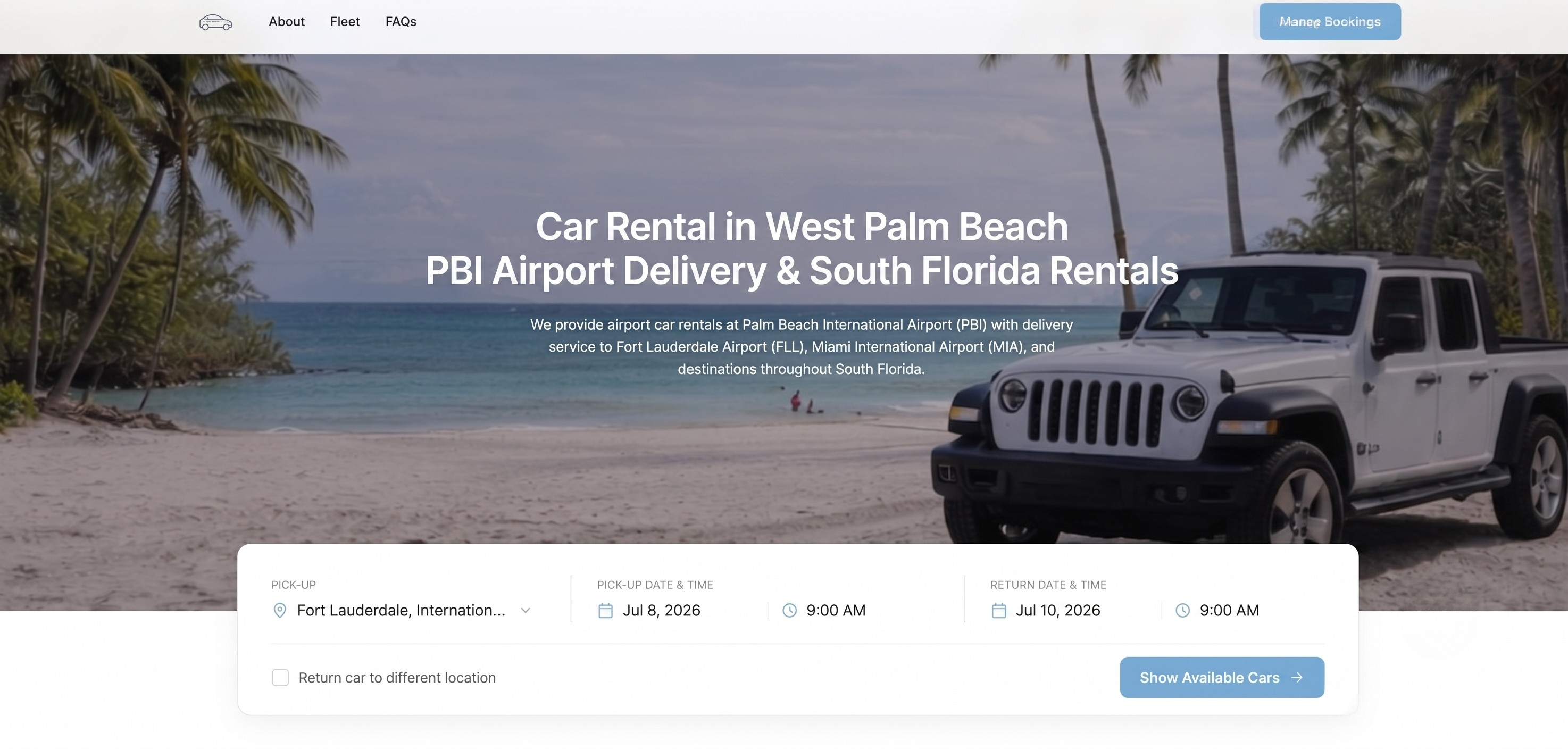 Multi-vehicle rental fleet managed from the FleetHQ dashboard