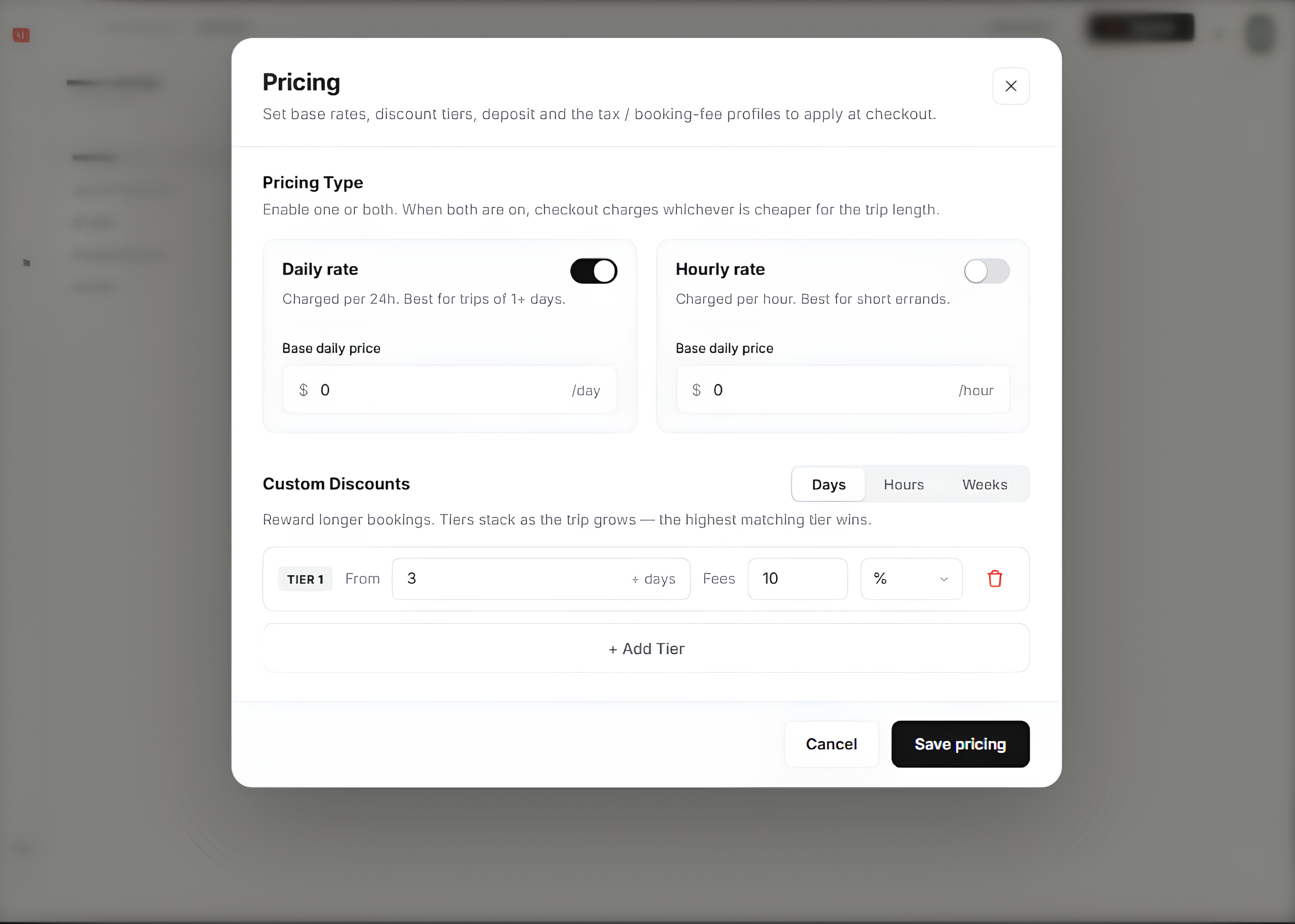Gig driver booking an hourly car rental in FleetHQ