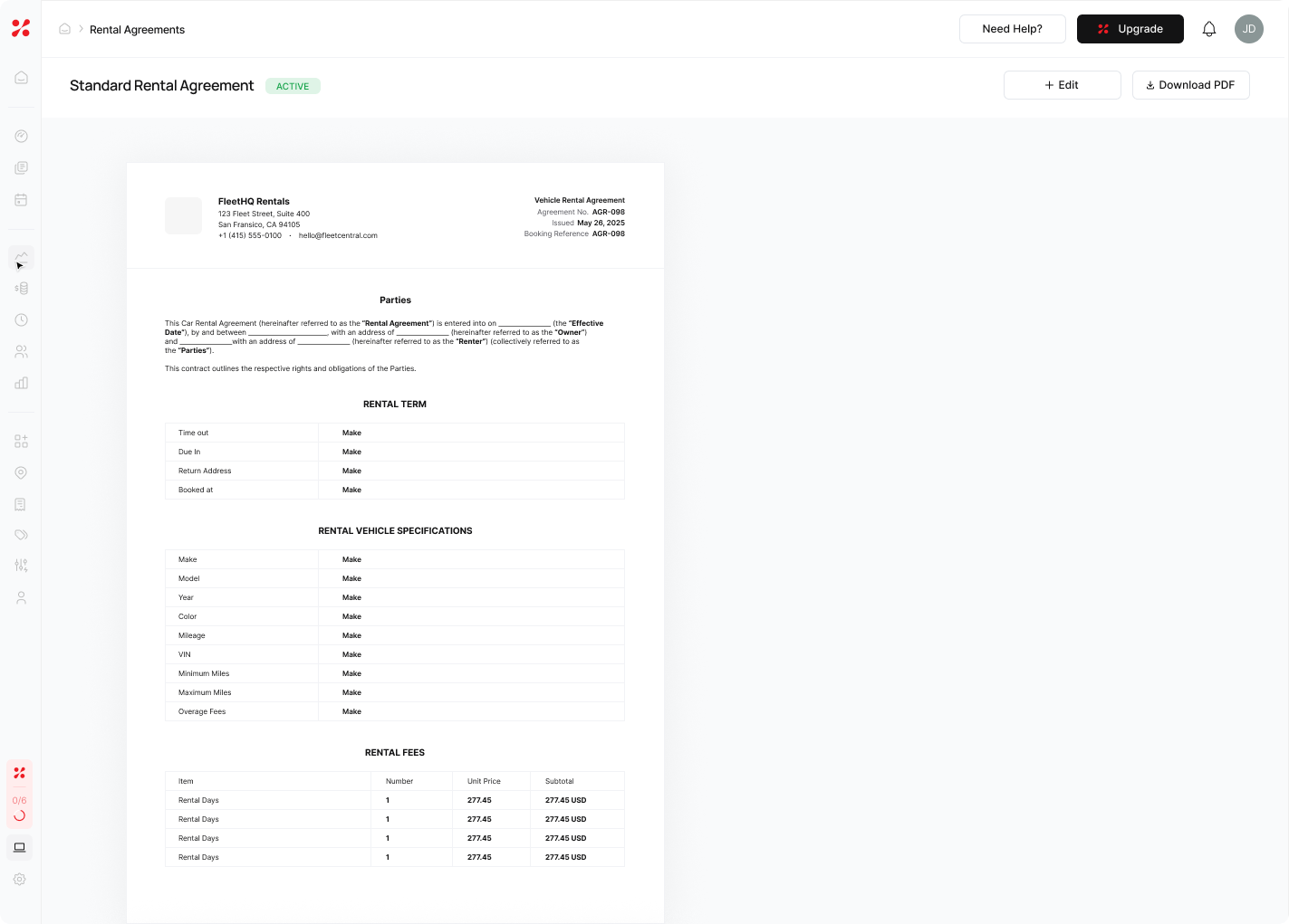 Verified renter profile connected to rental agreement